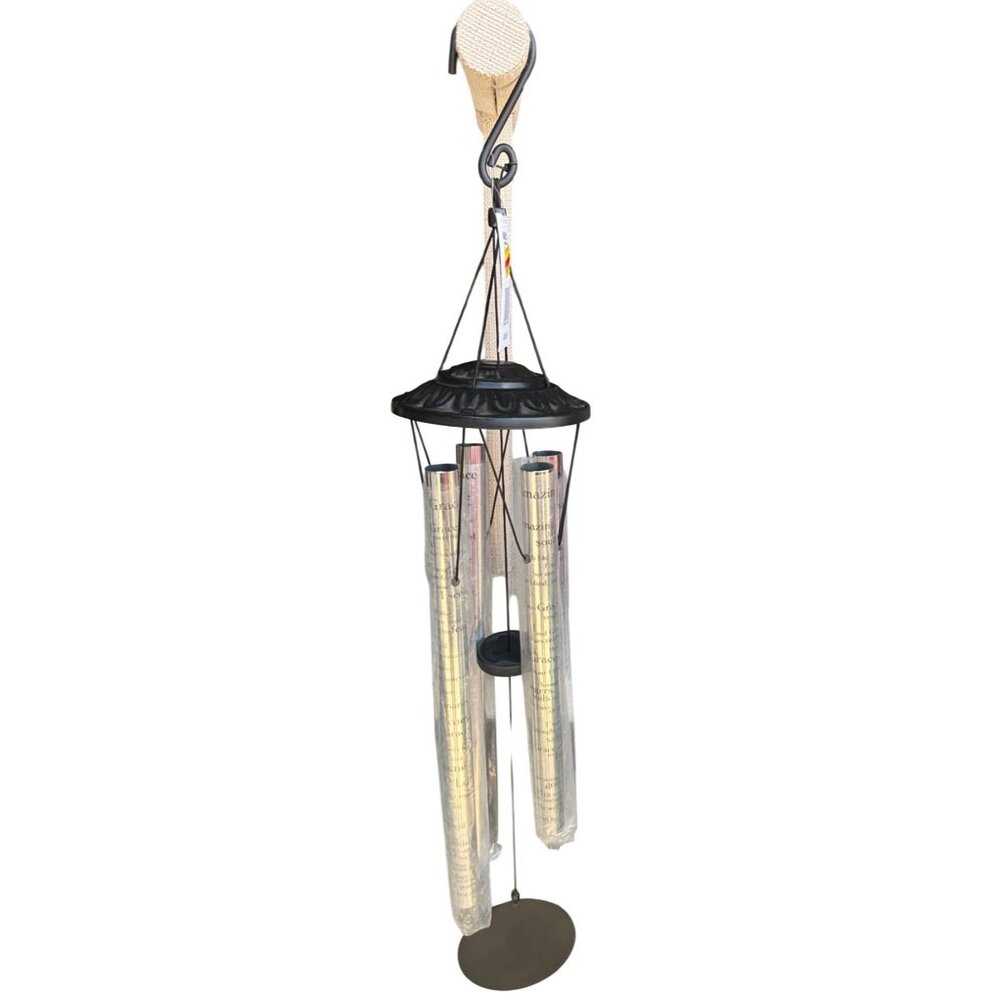 Kohl's Brand "Amazing Grace" Theme Wind Chimes Silver w/Black Lettering (NWT)
